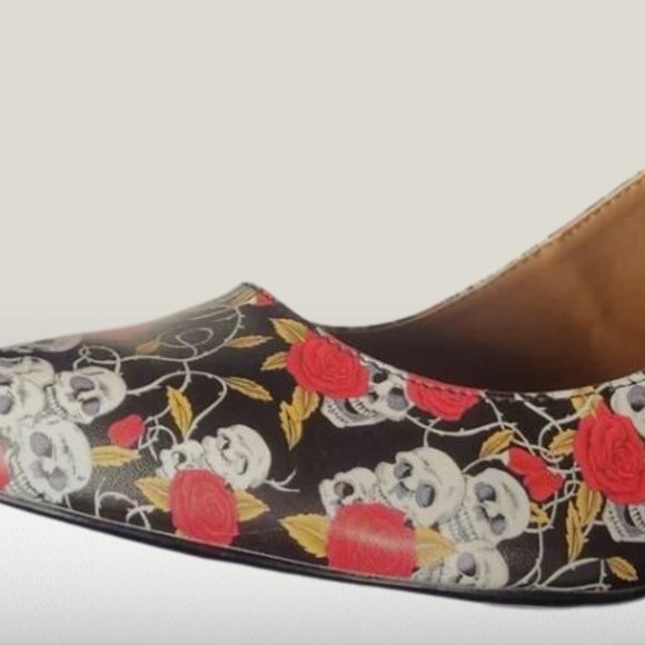 Hey Si Mey Day of the Dead‎ Pumps Red Gold Black and White Euro Size 42 US 11.5 - Picture 4 of 16